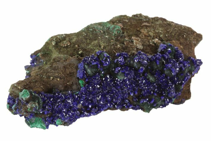 Sparkling Azurite Crystals With Malachite - Laos #95804